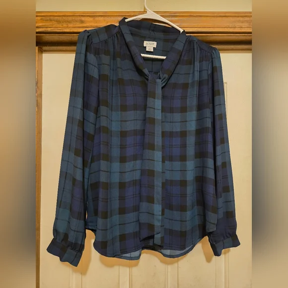 J. Crew Womens Blue/Green Plaid Blouse - Picture 8 of 10